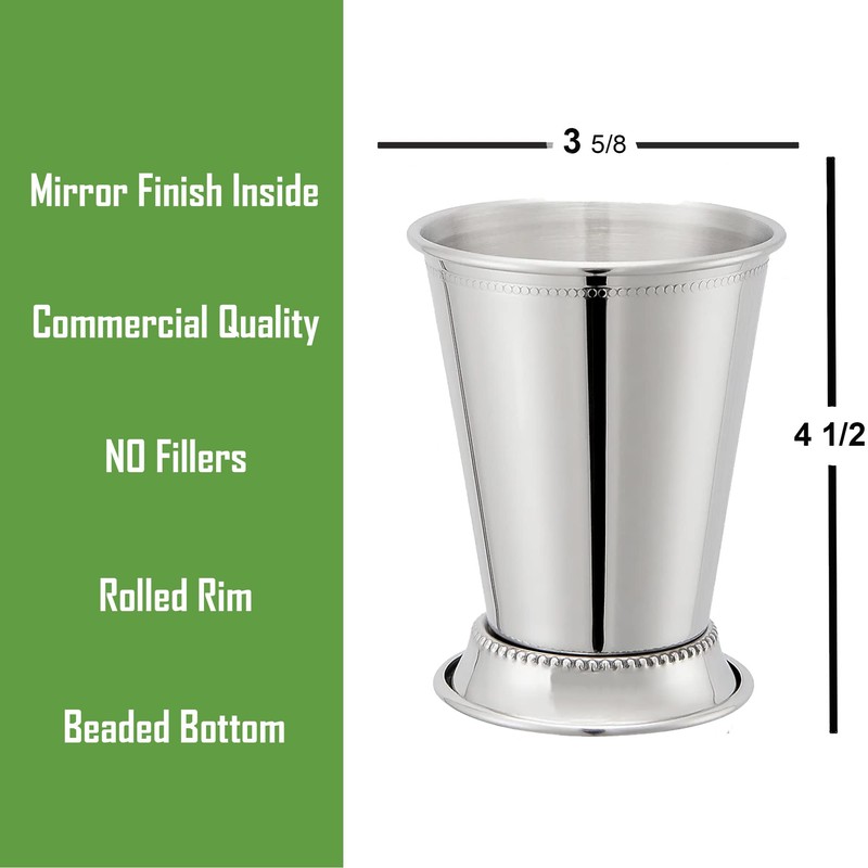 Mint Julep Cups Set of 4 with Straws - Polished