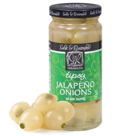 Sable & Rosenfeld Vermouth Tipsy Jalapeño Onions, 5 oz Jar (Pack of 1), Stuffed Pickled Silverskin Cocktail Onions, Kosher, Gluten-Free Martini Garnish