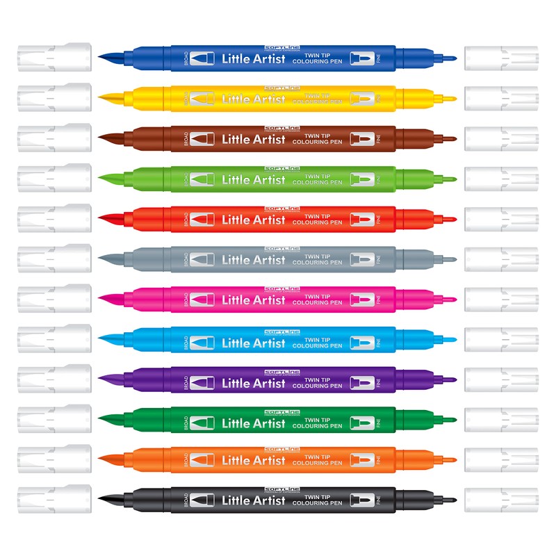 Softline Little Artist Colouring Pens, Multicolour, Twin Tip, Pack of