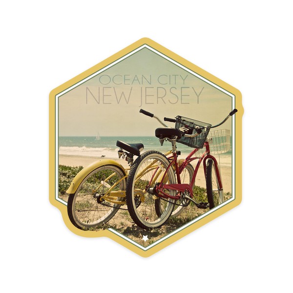 Die Cut Sticker Ocean City, New Jersey, Bicycles and Beach