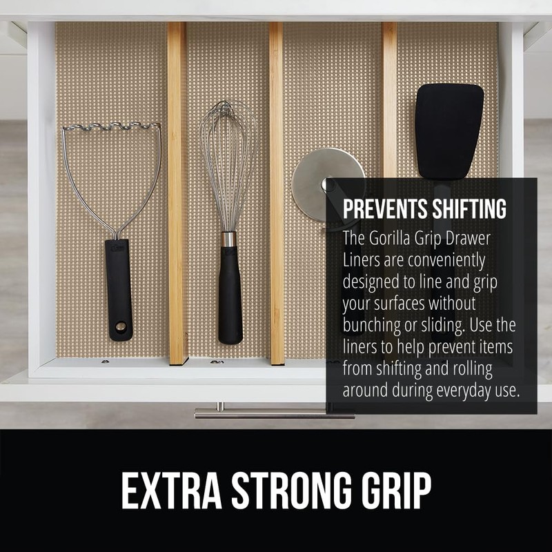 GORILLA GRIP powerGRIP Drawer Shelf and Cabinet Liner, Thick Strong
