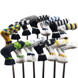 Putter Cover Knit Pin Type Cover Retro Pin Type Cover 13 Types (Wave Black)