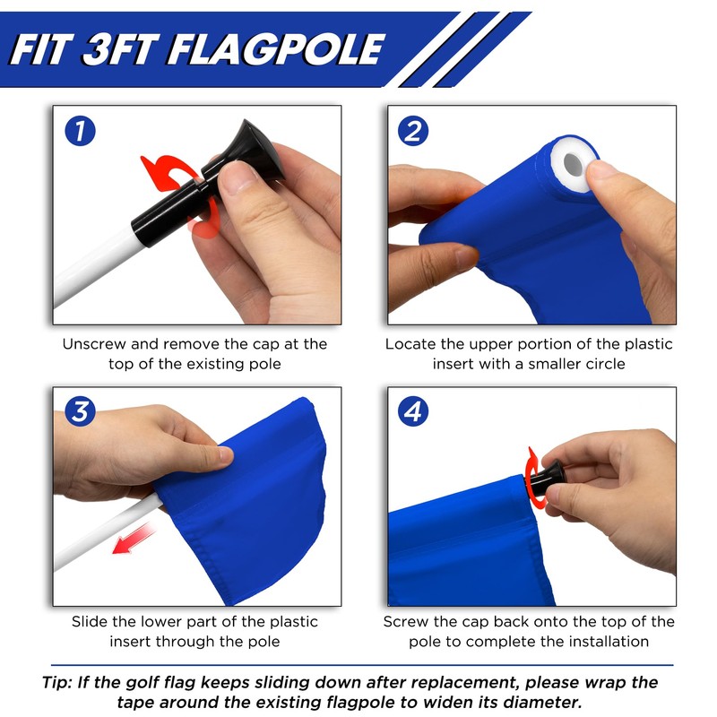 KINGTOP Golf Flag 8x6 Inch - Plain Blue, 420D Nylon,