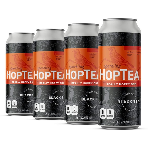 HOPLARK Sparkling HopTea - The Really Hoppy One (12pk - 16oz Cans) - Craft Brewed NA Beer Alternative - Organic, Gluten-Free, Non GMO, Zero Calories, Sugar-Free, Natural Caffeine, Unsweetened