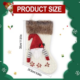 Christmas Stocking, Santa Stocking for Filling, Santa Stocking Large, 40 cm Christmas Stocking with Santa Claus, Christmas Stocking Decoration for Wall, Fireplace, Christmas Tree