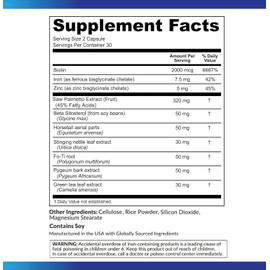 DHT Blocker Hair Growth Support Supplement - Saw Palmetto + Hair Vitamins for Women & Men - Supports Healthy Hair Growth & Thick & Strong-Hair - May Support Healthy DHT Levels - Low Loss Capsules