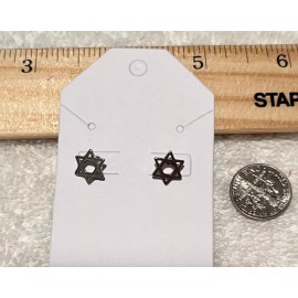 Unbranded Silvertone Star of David Stainless Steel 9.5x8mm  Stud  Earrings New