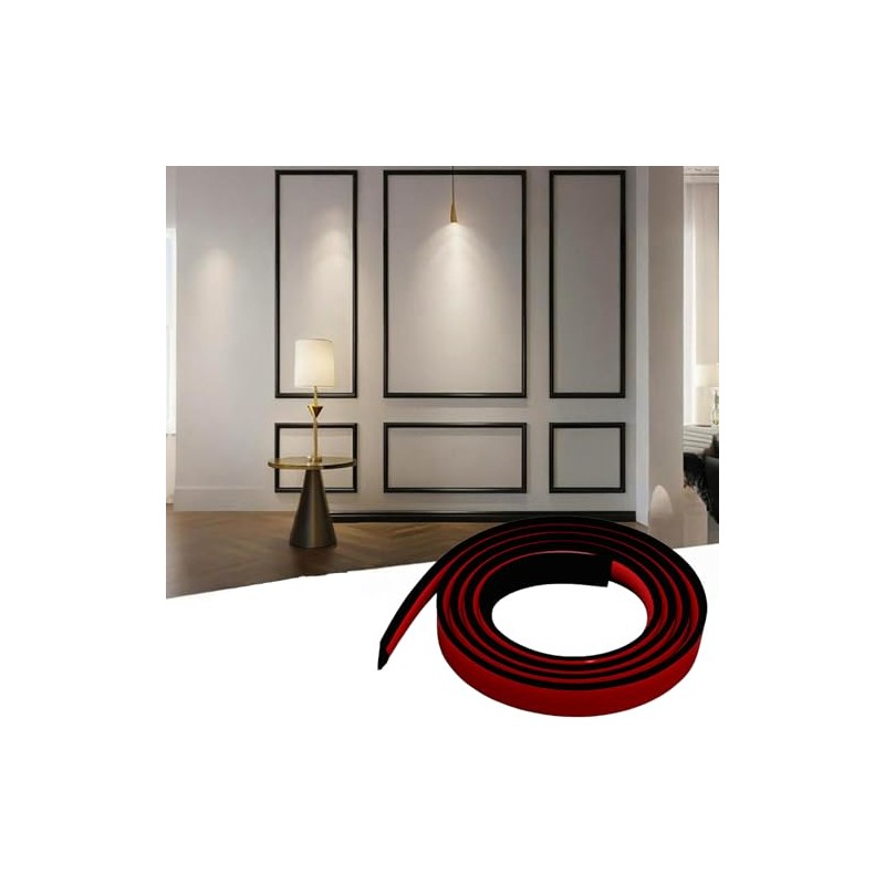 Matte Black Flexible TPE Peel and Stick Wall Trim, 20FT