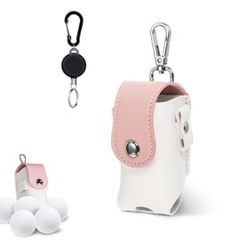 Golf Ball Bag, Golf Ball Storage Bag, Golf Ball Protection Bag, Portable Golf Small Ball Bag, Golf Waist Bag, Golf Bag with Hanging Clip, Golf Accessories, Waterproof (Pink)