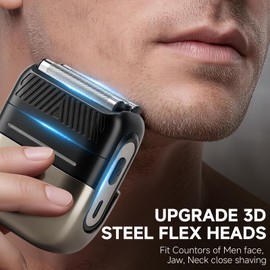 Electric Shaver and Nose Hair Trimmer Kit, Foil Shavers for Men Face & Hairs Clipper for Noses, Mini Portable, Wet&Dry, LED Display, Travel Lock, USB-C, Cordless Grooming Tool Kit for Man Traveling