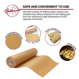 Unbleached Parchment Paper Roll for Baking, 2 Pack of 15 In X 210 Ft Non-stick Baking Parchment Paper, Food Grade Cooking Paper for Baking Bread, Cookies,Pans, Oven, Air Fry