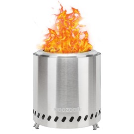 COOZOOM Portable Table Top Fire Pit with Stand, 8.6" Stainless Steel Mini Outdoor Low Smoke Burning Tabletop Firepit Fueled by Pellets or Wood, for Outside Camping