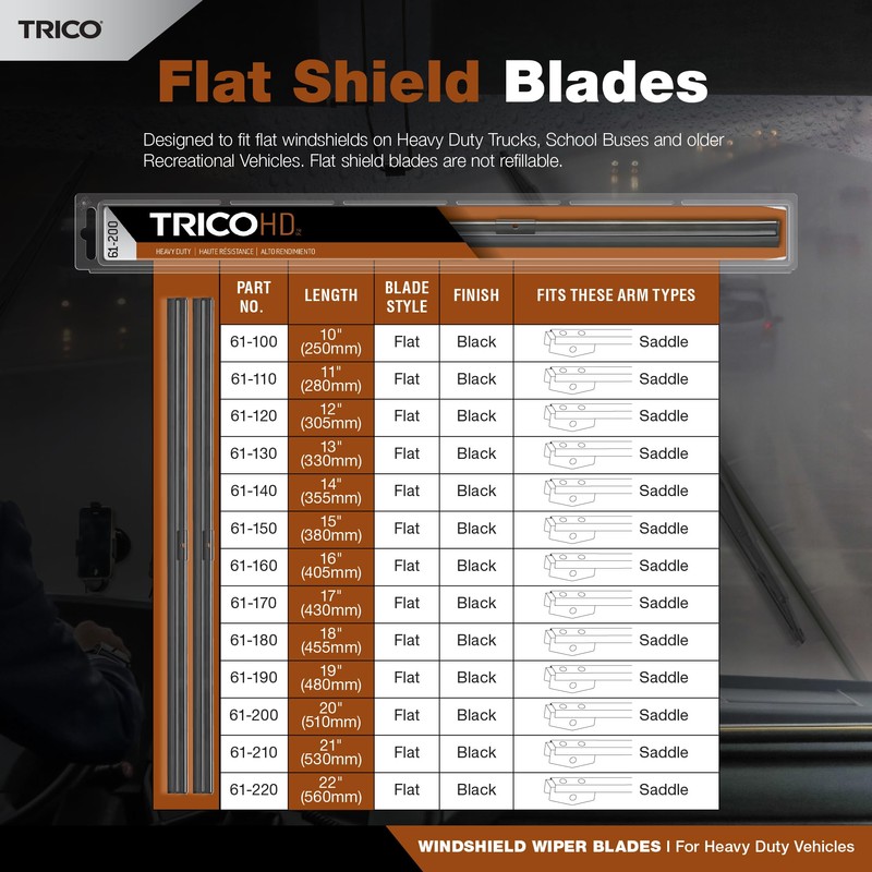 Trico 61-190 61 Series Heavy Duty Silver Wiper Blade for