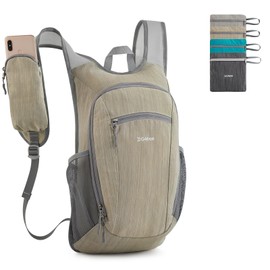 G4Free 15L Hiking Daypack Lightweight Travel Backpack Packable Outdoor Casual Foldable Shoulder Bag (Beige)