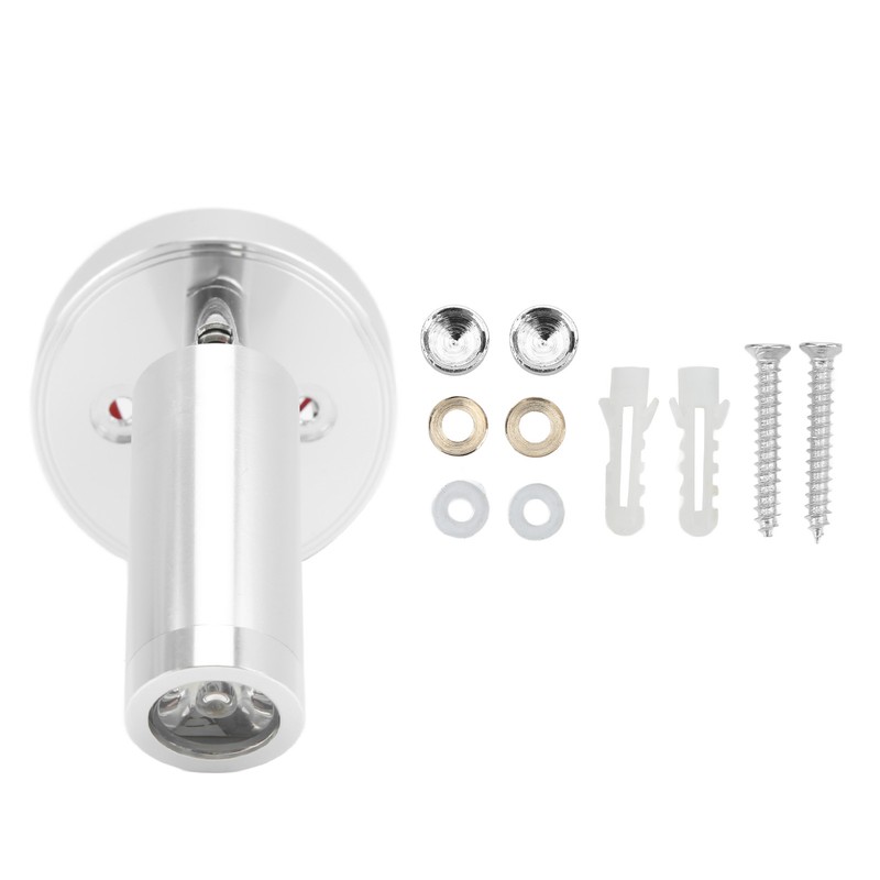 12‑24V 3W LED Reading Light Bedroom Bedside Lamp Chrome Aluminum