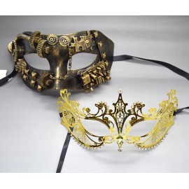 Couple Mask Steampunk half face Princess Charming Venetian Masquerade Mask