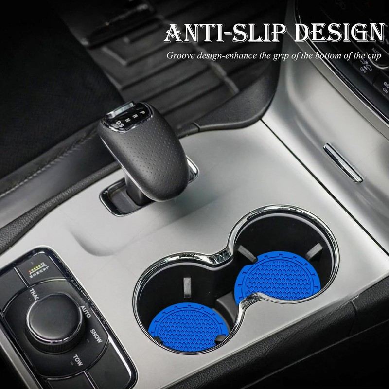 MEAJOO 2PCS Car Cup Holder Coaster, Non-Slip Cup Holders Embedded
