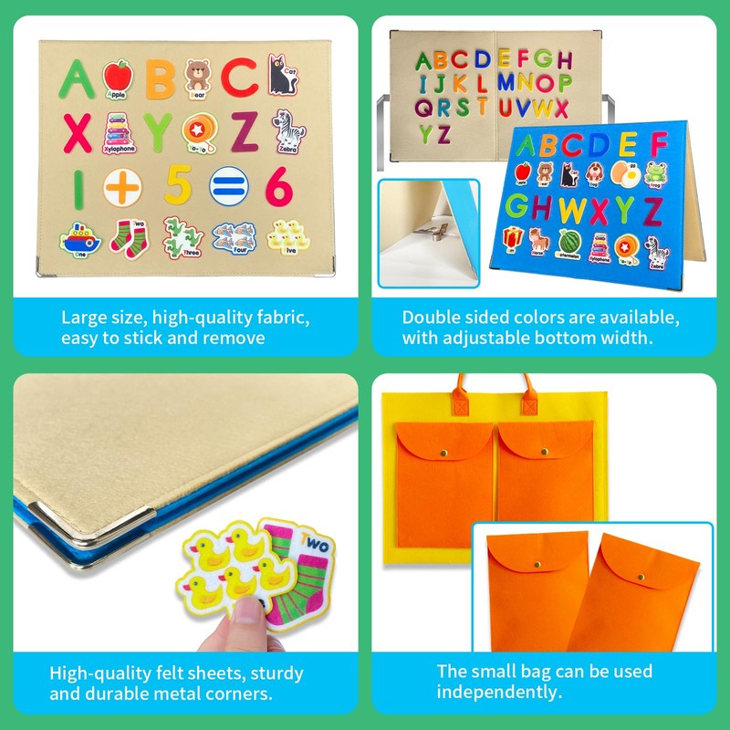 Foldable,Freestanding Felt Flannel Board Set for Toddlers,With 75 Felt Learning