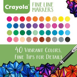 Crayola Fine Line Markers for Adults (40ct), Skinny Marker Set for Adult Coloring Books, Aesthetic Art Supplies, Stress Relief Activity, Coloring Supplies