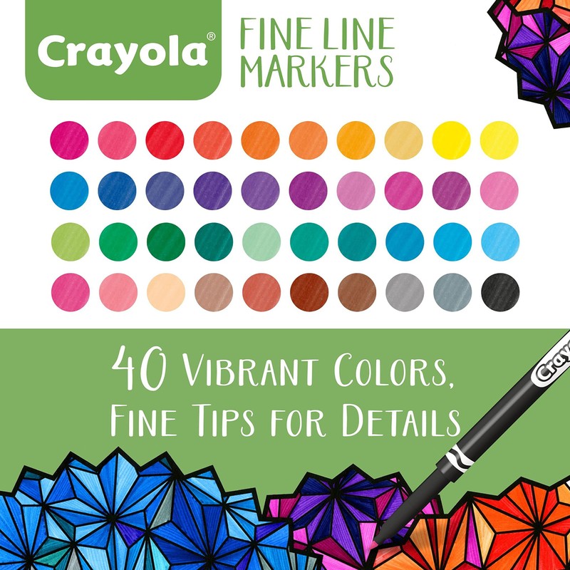 Crayola Fine Line Markers for Adults (40ct), Skinny Marker Set
