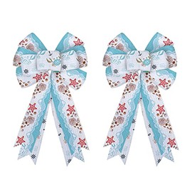 Sunianly 11In Large Navigation Bows Summer Ocean Wreath Bow Gift Bows Tree Topper for Front Door Wall Ornaments Outdoor Decorations 2Pack