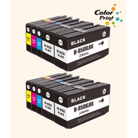 (10-Pack, 4BK, 2C, 2M, 2Y) ColorPrint Compatible 950 and 951 Ink Cartridge Replacement for Hp 950XL 951XL Used for Officejet Pro 8600 8610 8620 8630 8640 8660 8100 8615 8625 251dw 271dw 276dw Printer