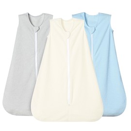 david's kids 3 Pack Micro Fleece Baby Sleep Sack 18-24 Months, Soft Baby Wearable Blankets with 2-Way Zipper, Comfy Sleeping Bags for Toddler Boys Girls, X-Large Size, Snow White & Grey & Blue