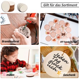 Wooden Discs, Pack of 50 Round Wooden Discs, Unfinished Wooden Plates, Round, 10 x 10 cm, for Decoration, Coasters, Crafts, Painting, DIY, 2.5 mm Thick