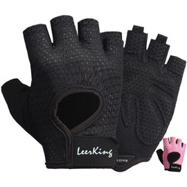LeerKing Fitness Handschuhe Damen Herren Atmungsaktive Trainingshandschuhe Sporthandschuhe für Fitnessstudio Pole Dance Yoga Laufen Schwarz S