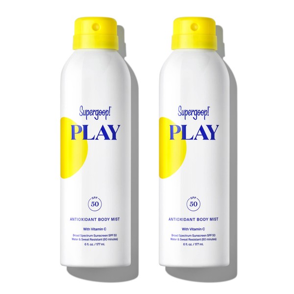 Supergoop! PLAY SPF 50 Antioxidant Body Mist w/ Vitamin C, 6 fl oz - 2 Pack - Reef-Friendly, Broad Spectrum Sunscreen Spray - Clean Ingredients for Sensitive Skin - Great for Active Days