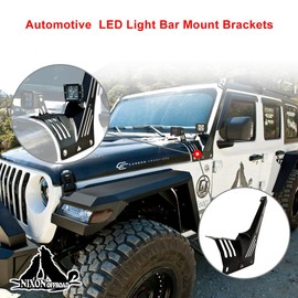 A-Pillar 51” LED Light Bar Mount Brackets Fit for Jeep Wrangler JL 2018-2025/2019-2025 Jeep Gladiator JT, Steel Lower Windshield Mount Bracket for Unlimited Off Road 2&4 Doors (18-20 Mount Backets)