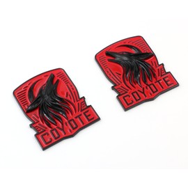 Mnneryss Pair Custom Dark Horse Style Coyote Emblems Door Left Right 3D Badge Compatible with 2011-2024+ Mustang F150,Universal Car Vehicle, Truck, Motorcycle (Black Red)