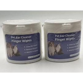 oie Pet Ear Cleaner Finger Wipes, Dog and Cat Grooming Kit, Soothing 2 Pack