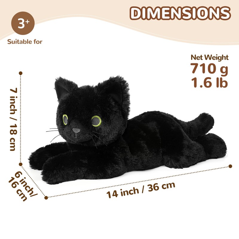 Black Cat Stuffed Animals, Microwavable Stuffed Animal Adorable Fluffy Cat