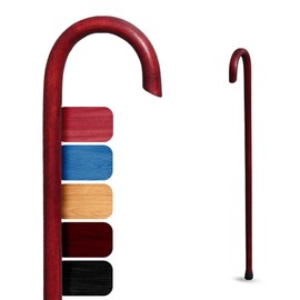 Cane Masters Handmade Wooden Classic American Walking Cane | Highly Durable American Hickory Wood Walking Cane | Ergonomic Handle and Body Grip, Anti-Slip Rubber Tip Wood (Crimson, 34")