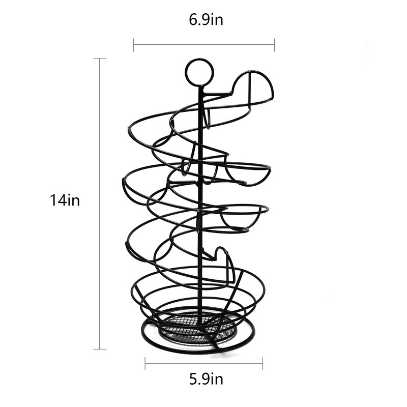 QUTREY Black Metal Egg Skelter with Storage Basket, Spiral Design