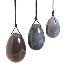 Nupuyai Nupuyai Grey Agate Crystal Stone Yoni Eggs Set of 3, Drilled Massage Stone for Women Kegal Exercise Eggs Strengthen Pelvic Floor Muscles