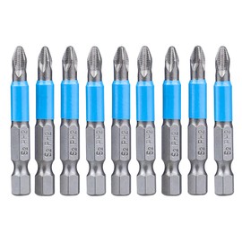 Yakamoz 10pcs Magnetic Anti Slip Phillips Screwdriver Bit Set, 1/4 Hex Shank Screw Head Drill Screwdriver Bits for Power Screwdriver Drill Impact Driver Tool Accessory (PH2, 50mm)