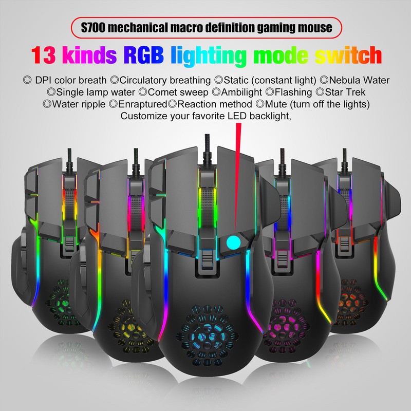 RGB Gaming Mouse 12800 DPI Gaming Mouse Optical Wired with