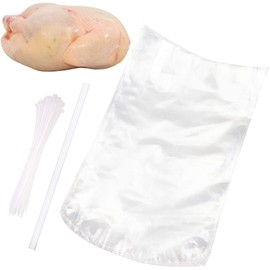 Poultry Shrink Wrap Bags,10x16 Inches 30Pcs Clear Poultry Heat Shrink Bags BPA Free Freezer Safe With Zip Ties,Silicone Straw for Chickens,Rabbits