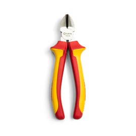 SATA ST70233ST VDE Insulated Side Cutters 190 mm/7 Inch with Non-Slip TPE Handle and Chrome-Nickel Steel Body for High Load Capacity