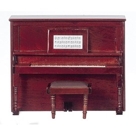 1:12 Scale Non-musical Mahogany Piano with Bench