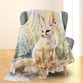 Ti Caldi Fennec Fox Blanket - Warm, Fluffy & Fuzzy Flannel Throw Blanket, Soft, Cozy & Lightweight for Couch, Bed, Travel & Outdoor Use, Ideal for Adults Kids Women Boys Girls 50×60 in