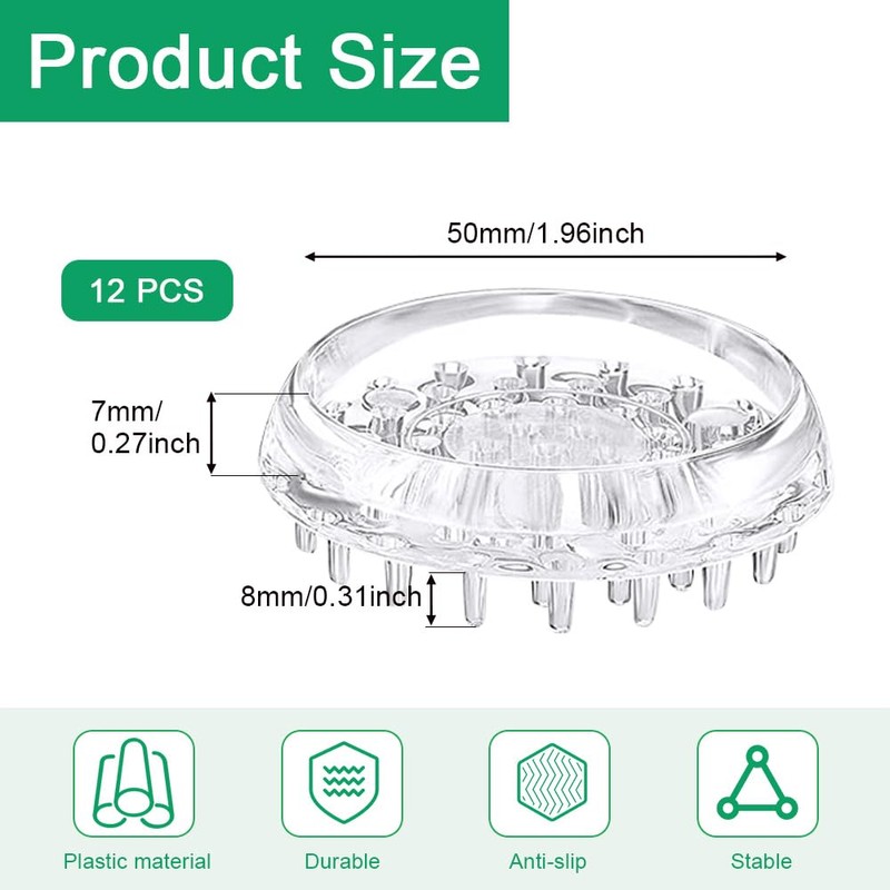 ADERTOS 12 Pack Spiked Caster Cups Clear Furniture Castor Cups