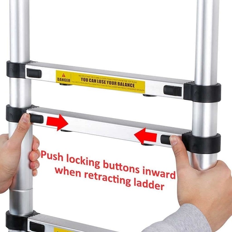 20.3FT Aluminum Telescoping Ladder with Non-Slip Feet and Stable Hook,