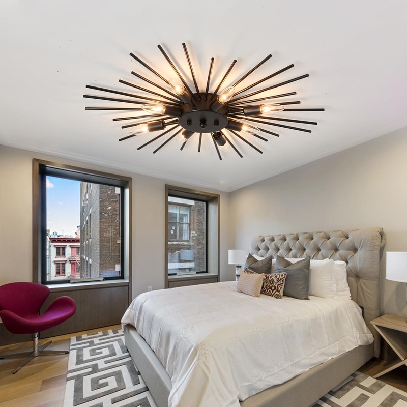 ZGLAOJT Semi Flush Mount 8 Light Ceiling Light Modern Metal