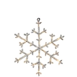 Star LED-Acryl-Schneeflocke Icy, 30 warm white LED, ca. 30 x 26 cm, schwarz/klar Timer, batteriebetrieben