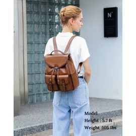 COOLCY Women Vintage Genuine Leather Backpack Purse Fashion Rucksack Practical and Stylish Retro Daypack Bag (Brown) One_Size