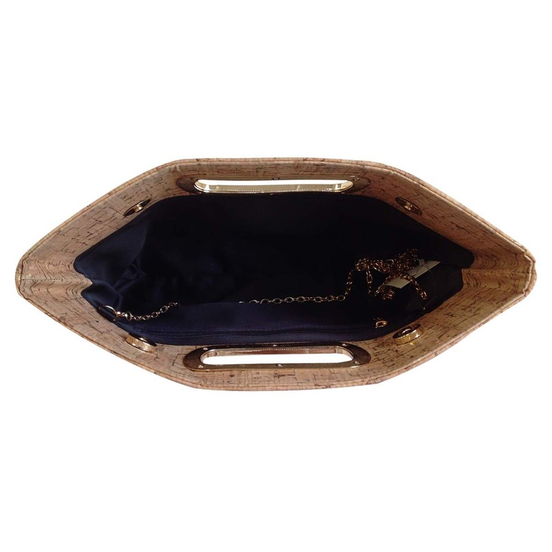Cork Top Handle Clutch, Gold