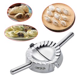 MGGi Stainless Steel Ravioli Mold Pierogi Dumpling Maker,X-Large Size 5" Goya Empanada Press Mold, Ravioli Mould Crimper,Wraper Dough Cutter - for Pie Ravioli Chinese Dumpling Pastry,With long handle
